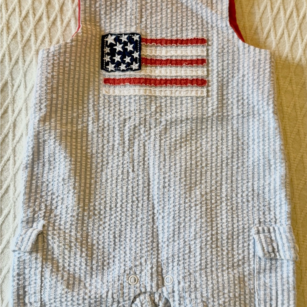 Patriotic Seersucker Baby Romper